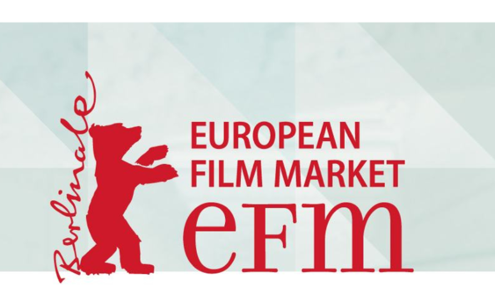 Creative Europe MEDIA umbrella stand podczas European Film Market 