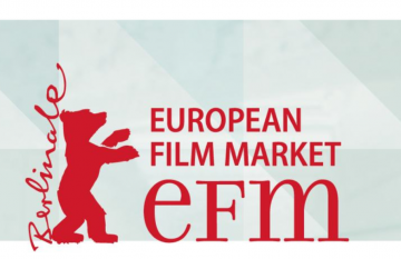 Creative Europe MEDIA umbrella stand podczas European Film Market