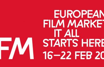 Creative Europe MEDIA umbrella stand podczas European Film Market