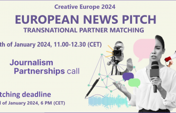 Międzynarodowa sesja pitchingowa dla wnioskodawców obszaru NEWS – Journalism partnerships|10 stycznia 2024, online