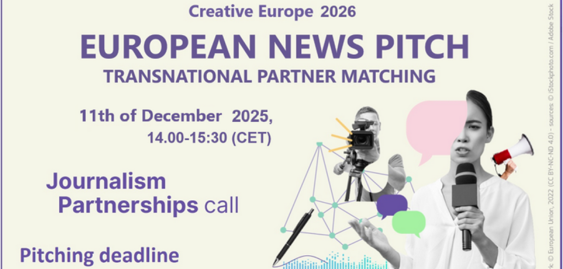 Międzynarodowa sesja pitchingowa dla wnioskodawców obszaru NEWS – Journalism partnerships|11 grudnia 2025, online